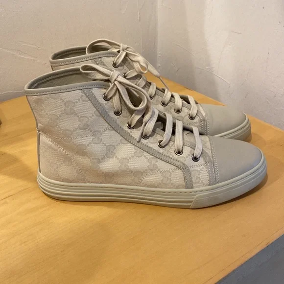 Authentic Gucci GG Canvas & Leather high top sneaker